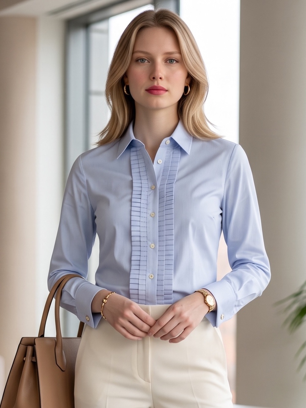 Banana Republic NWT Light Blue Pleated Tuxedo Shirt – Size S